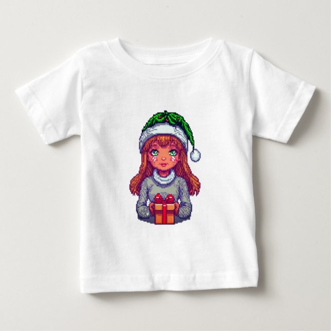 Jul tjej pixel konst  t shirt (Framsida)
