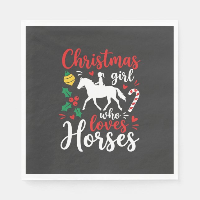 Jul tjej som älskar hästar pappersservett (Framsidan)