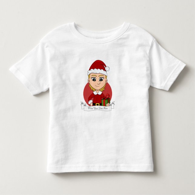 Jul-tjej tecknad småbarn t-shirt (Framsida)