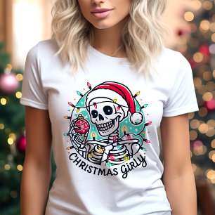 Jul Tjejig Skelett Kul Högtid T Shirt