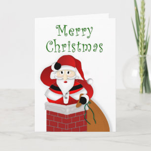 Jul, Tjock Santa TFörsöker gå ner Skorsten Kort