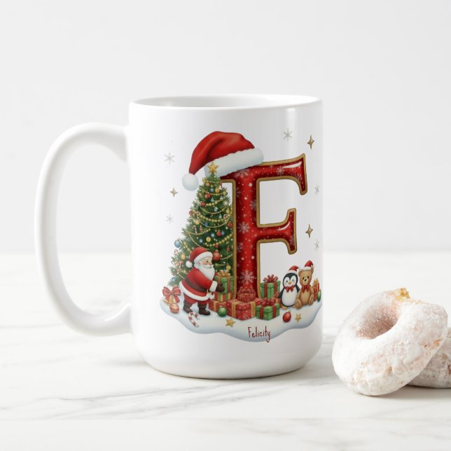Jul Tomte Alv Pingvin Alfabet F Kaffemugg (Med munk)