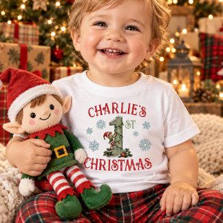 Jul Tomte Anpassad Baby's Första Jul T Shirt