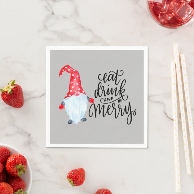 Jul Tomte Ät Drick Var Glad  Pappersservett (Insitu)