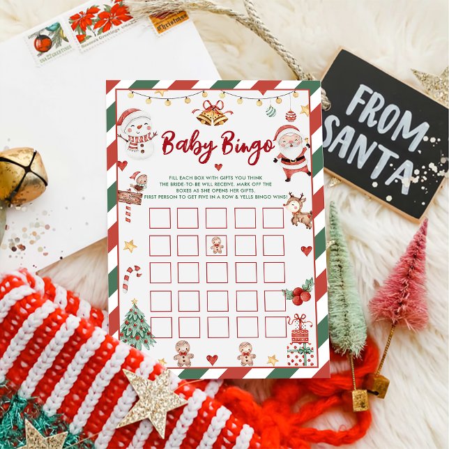 Jul Tomte Baby Bingo Baby Shower Spel Kort (Skapare uppladdad)