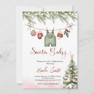 jul tomte baby klädstreck baby shower inbjudningar
