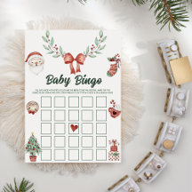 Jul Tomte Baby Shower Baby Bingo Spelkort