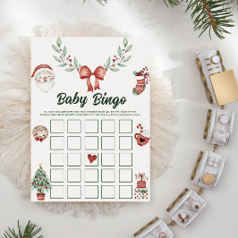 Jul Tomte Baby Shower Baby Bingo Spelkort Inbjudningar