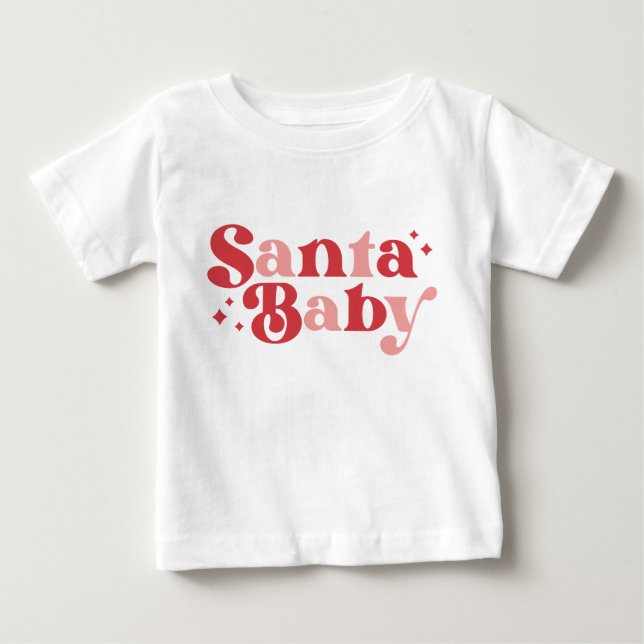 Jul Tomte Baby Söt Modern Typografi Skript T Shirt (Framsida)