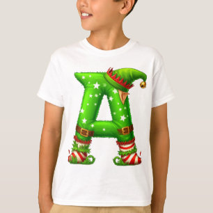 Jul Tomte Bokstav A Tecknad Karaktär T Shirt