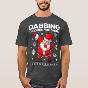 Jul Tomte Dabbar Genom Snön Xmas Pojkar T Shirt