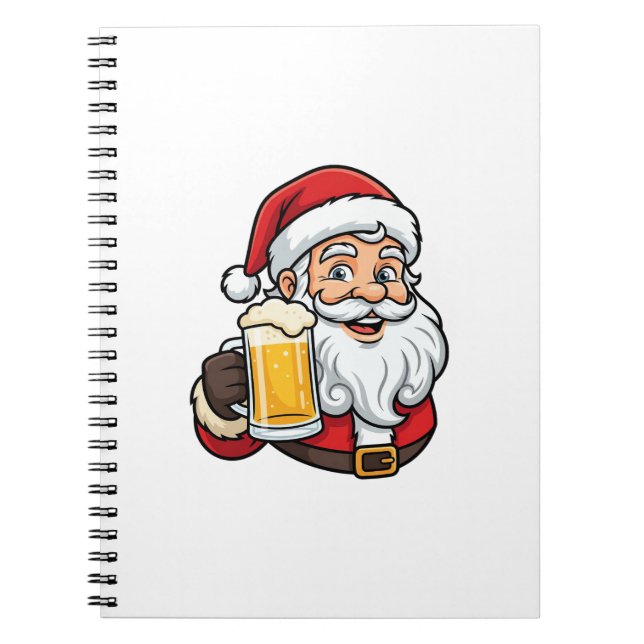 Jul Tomte Dricker Öl Jul Grafik Anteckningsbok (Framsidan)