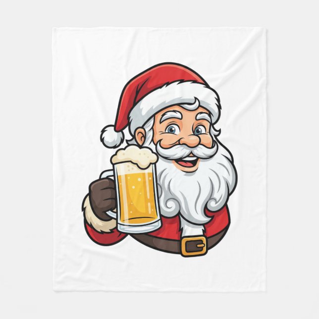 Jul Tomte Dricker Öl Jul Grafik Fleecefilt (Framsidan)