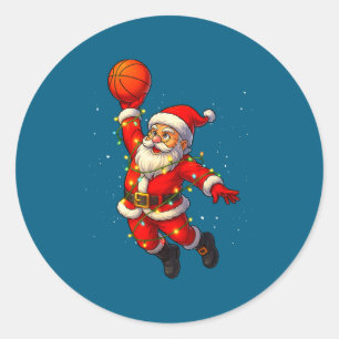 Jul Tomte Dunkar Basketboll Runt Klistermärke