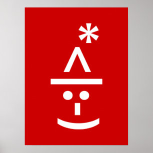 Jul Tomte Emoticon Xmas ASCII Text Konst Poster