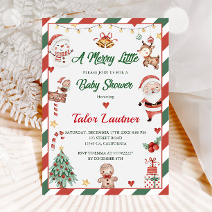 Jul Tomte En Glad Liten Bebis Shower Inbjudningar