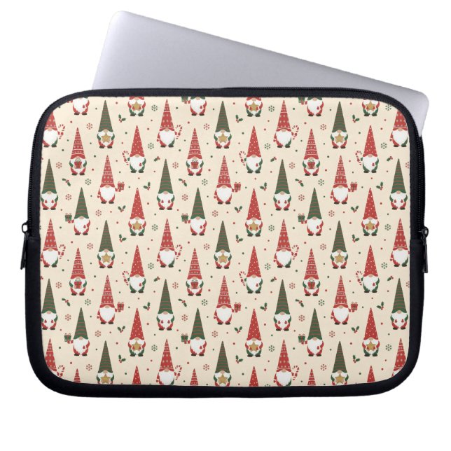 Jul Tomte Fest Mönster Laptop Fodral (Framsidan)