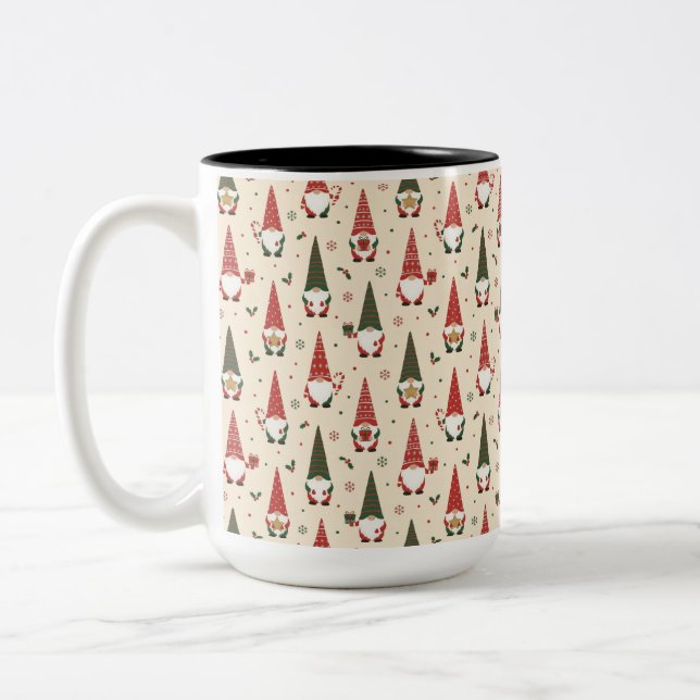 Jul Tomte Fest Mönster Två-Tonad Mugg (Vänster)