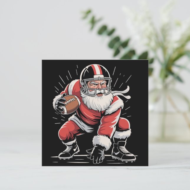 Jul Tomte Fotboll Linjespelare Quarterback Julkort (Stående Fram)