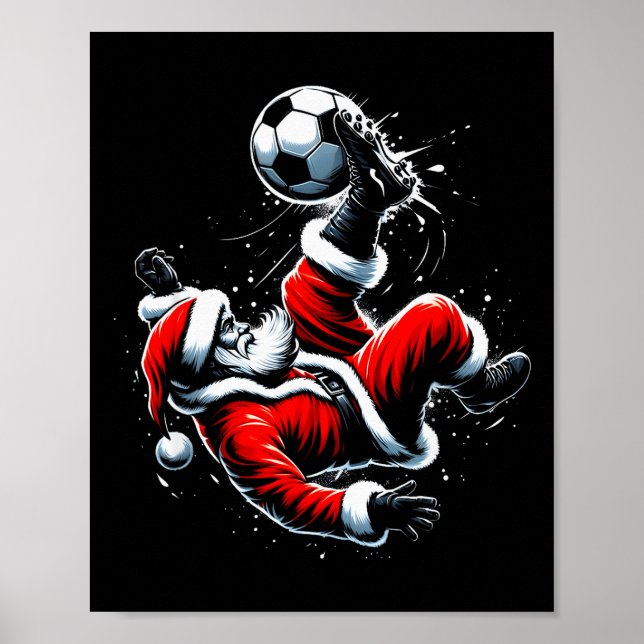 Jul Tomte Fotbollsspelare Cykel Spark Xmas Ba Poster (Framsidan)