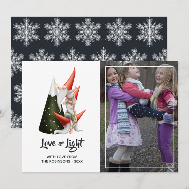 Jul Tomte Foto Julkort (Fram/baksida)