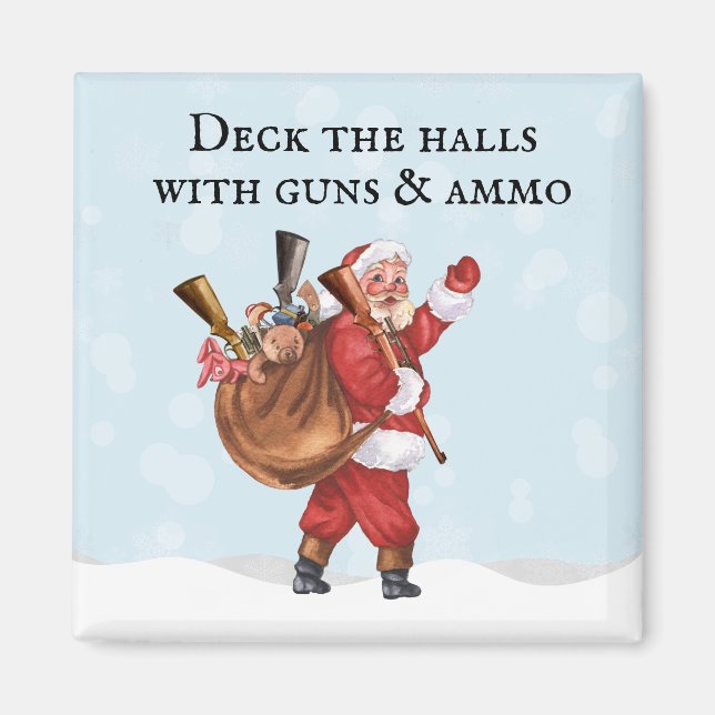 Jul Tomte Gevär älskare Dekorera hallarna Skjutnin Magnet (Framsidan)