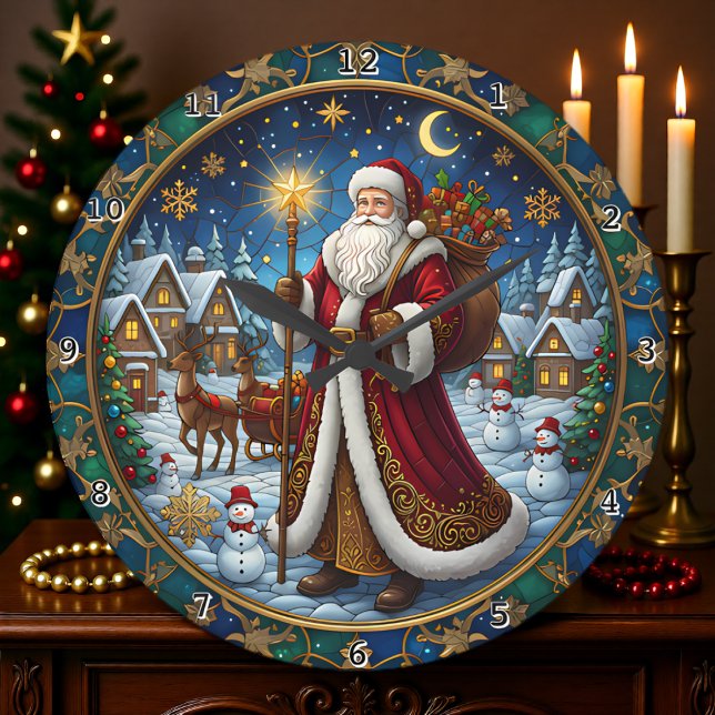 Jul tomte glasmålning juldekoration stor klocka (Skapare uppladdad)