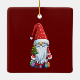 Jul Tomte Gonk Klädd I En Festlig Outfit Julgransprydnad Keramik