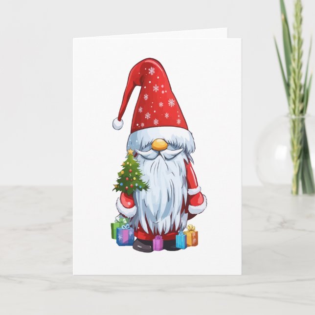 Jul Tomte Gonk Klädd i en Festlig Outfit Kort (Framsida)
