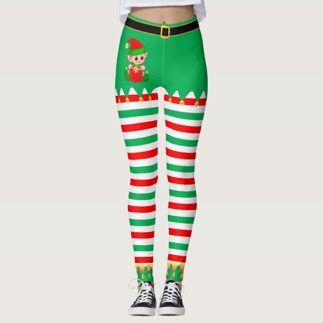 Jul Tomte & Guld Bjällror Leggings (Framsida)