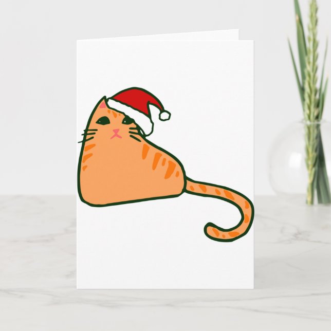 jul tomte hatt orange tabby katt inbjudan (Framsida)