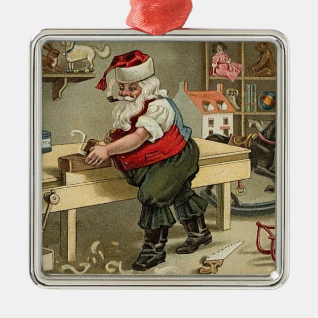 Jul tomte i verkstad julgransprydnad metall (Framsidan)