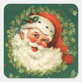 Jul tomte jul firande vintage retro fyrkantigt klistermärke