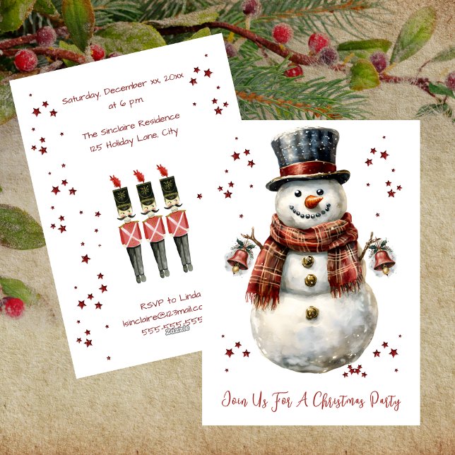 Jul Tomte Julfest Inbjudan (Christmas Snowman Holiday Party Invitation)