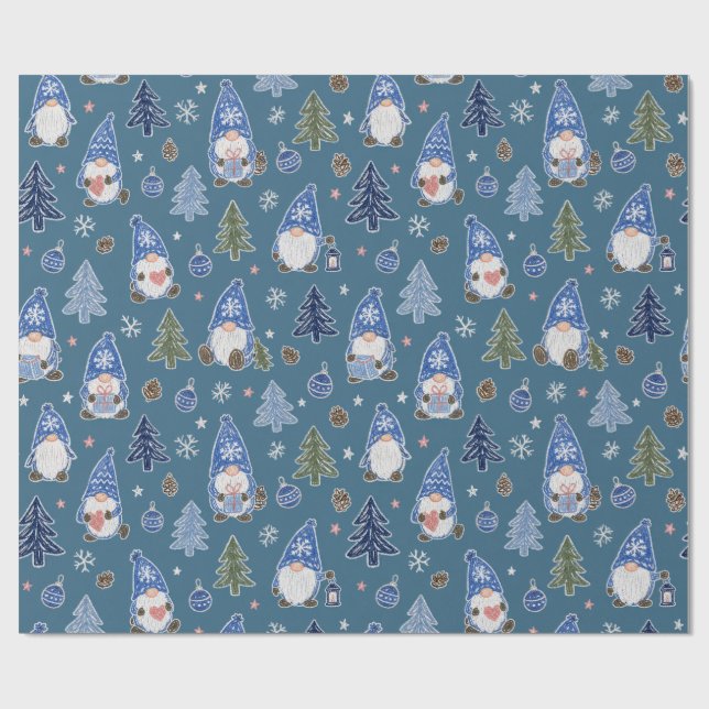 Jul Tomte Julgran Mönster Presentpapper (Platt)