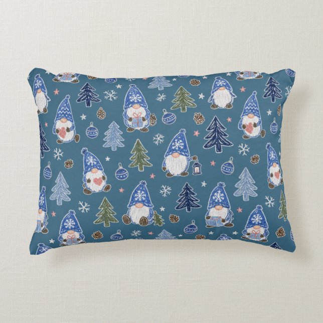 Jul Tomte Julgran Mönster Prydnadskudde (Framsidan)