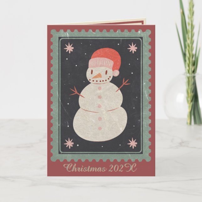 Jul Tomte Julkort Röd & Grön Kort (Framsida)