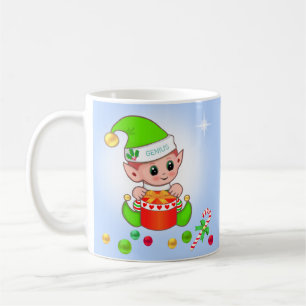 Jul tomte & Julkulor på ljusblå Kaffemugg