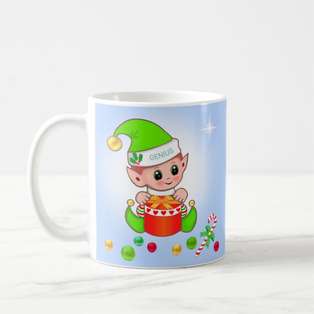 Jul tomte & Julkulor på ljusblå Kaffemugg (Vänster)
