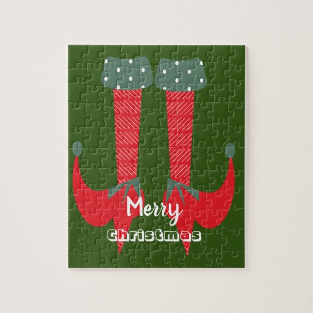 Jul Tomte Klackar God Jul Pussel (Vertikal)