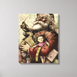 Jul tomte Klassisk Thomas Nast Illustration Canvastryck