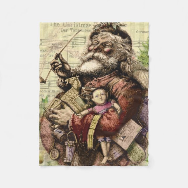 Jul tomte klassisk Thomas Nast Illustration Fleecefilt (Framsidan)