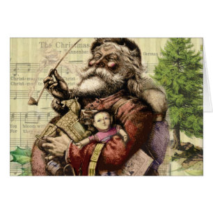 Jul tomte klassisk Thomas Nast illustration Hälsningskort