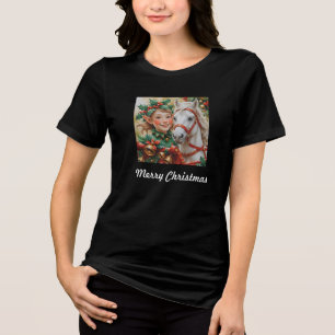 Jul Tomte med Bells Holly och Häst T Shirt