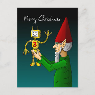 Jul tomte med den vinkande roboten vykort