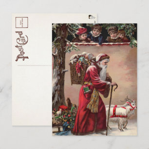 Jul tomte med getter vykort