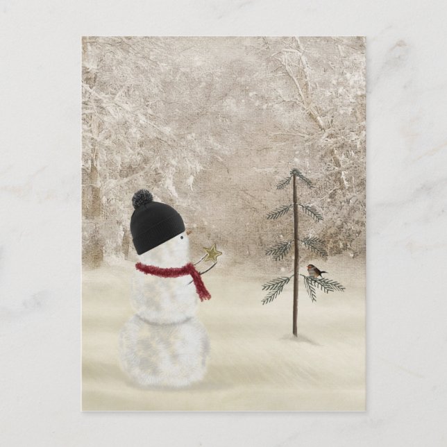 Jul Tomte Med Guldstjärna  Vykort (Framsida)