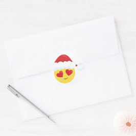Jul-Tomte med hjärta-emoji jul Runt Klistermärke