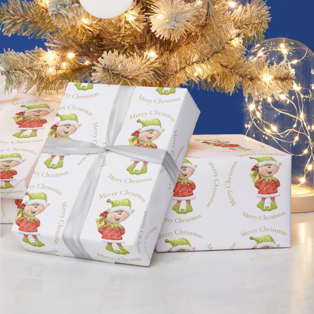 Jul Tomte med Present Presentpapper (Helgdagar)