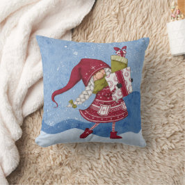 Jul Tomte med presenter Kastkudde Kudde